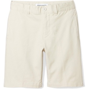 Amazon Essentials Boys and Toddlers’ Uniform Woven Chino Flat-Front Shorts with Adjustable Waist(Light Khaki Brown)