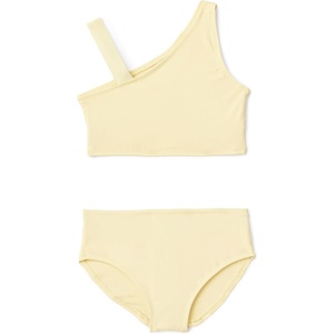 Amazon Essentials Girls’ One Shoulder Two-Piece Bikini Swim Set, Slim Fit(Light Yellow)