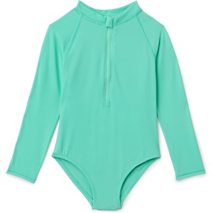 Amazon Essentials Girls’ Rash Guard One-Piece Swimsuit, Long Sleeve(Bright Mint Green)