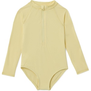 Amazon Essentials Girls’ Rash Guard One-Piece Swimsuit, Long Sleeve(Light Yellow)
