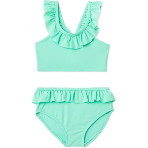Amazon Essentials Girls’ Ruffle Two-Piece Bikini Swim Set with Criss-Cross Straps(Bright Mint Green)