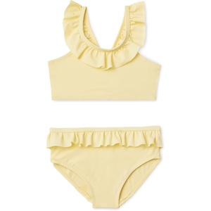 Amazon Essentials Girls’ Ruffle Two-Piece Bikini Swim Set with Criss-Cross Straps(Light Yellow)