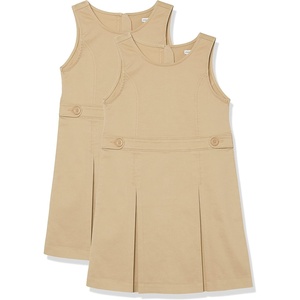 Amazon Essentials Girls’ School Uniform Pleated Jumper Dress(2-pack Khaki)