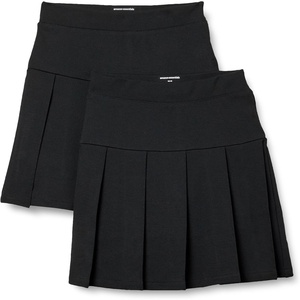 Amazon Essentials Girls’ Uniform Pleated Skort with Built-in Shorts, Elastic Waist, Pack of 2(Black)