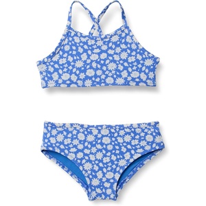 Amazon Essentials Girls and Toddlers’ Cross Back Bikini Set(Blue Ditsy Floral)