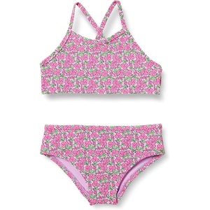 Amazon Essentials Girls and Toddlers’ Cross Back Bikini Set(Lilac Hot Pink Posey Floral)