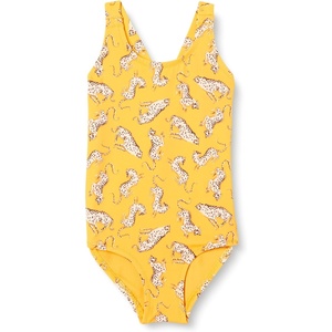 Amazon Essentials Girls and Toddlers’ Cross-Back One-Piece Swimsuit(Golden Yellow Beige Leopard)
