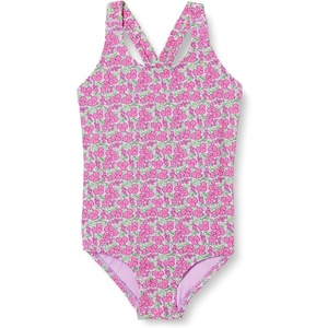Amazon Essentials Girls and Toddlers’ Cross-Back One-Piece Swimsuit(Lilac Hot Pink Posey Floral)