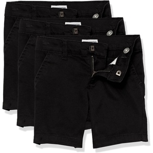 Amazon Essentials Girls and Toddlers’ School Uniform Shorts with Adjustable Waist, Flat Front(Black)