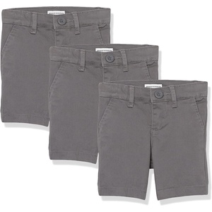 Amazon Essentials Girls and Toddlers’ School Uniform Shorts with Adjustable Waist, Flat Front(Grey)