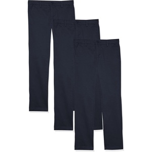 Amazon Essentials Girls and Toddlers’ School Uniform Straight Leg Adjustable Waist Flat-Front Chino Pants, Pack of 3(3-pack Navy)