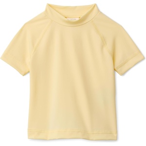 Amazon Essentials Girls and Toddlers’ Short Sleeve Slim Fit High-Neck Rashguard T-Shirt(Light Yellow)
