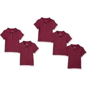 Amazon Essentials Girls and Toddlers’ Short Sleeve Uniform Polo Shirt, Multipacks(Burgundy)
