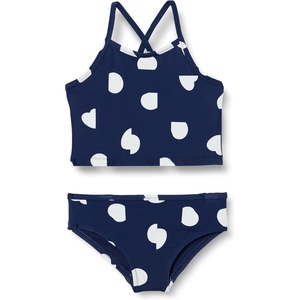 Amazon Essentials Girls and Toddlers’ Tankini Set(Deep Blue Ivory Abstract Dots)