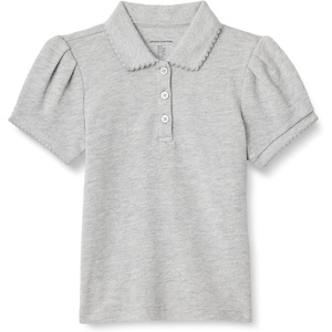 Amazon Essentials Girls and Toddlers’ Uniform Pique Polo Shirt(Light Grey Heather)