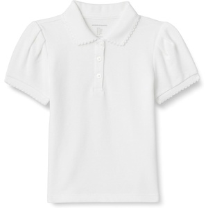 Amazon Essentials Girls and Toddlers’ Uniform Pique Polo Shirt(White)