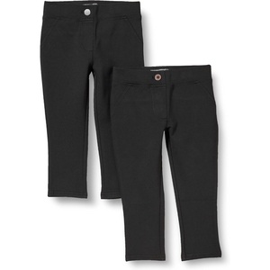 Amazon Essentials Girls and Toddlers’ Uniform Slim Fit Ponte-Knit Pant with Elastic Waist, Pull On, Pack of 2(Black)
