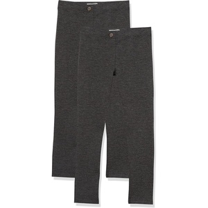 Amazon Essentials Girls and Toddlers’ Uniform Slim Fit Ponte-Knit Pant with Elastic Waist, Pull On, Pack of 2(Dark Grey)