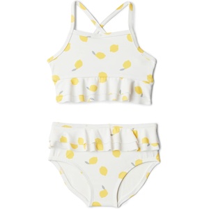 Amazon Essentials x Sofia Grainge Toddler and Baby Girls’ Two Piece Swimsuit with Crisscross Straps, Double-Layer Flounce(Ivory Lemon)