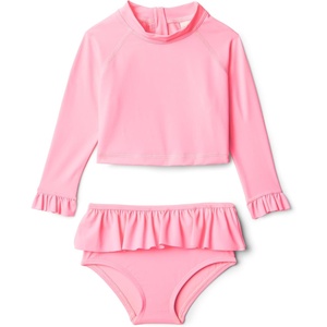 Amazon Essentials x Sofia Grainge Toddlers and Baby Girls’ Two-Piece Long Sleeve Rashguard Set, Multipacks(Candy Pink)
