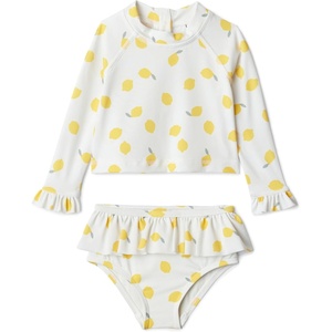 Amazon Essentials x Sofia Grainge Toddlers and Baby Girls’ Two-Piece Long Sleeve Rashguard Set, Multipacks(Ivory Lemon)