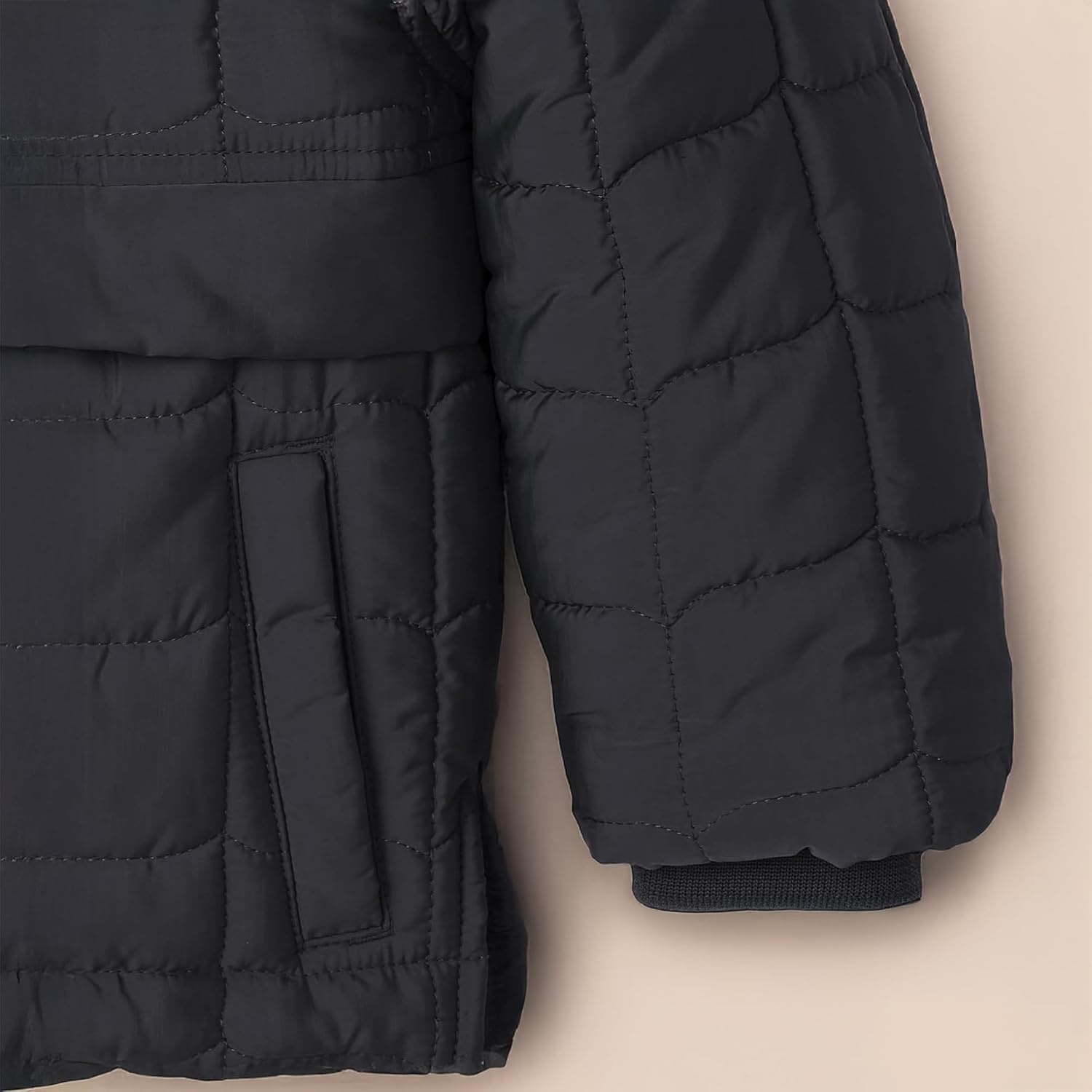 image:imageAmazon Essentials Boys and Toddlers Quilted Pullover JacketBlack
