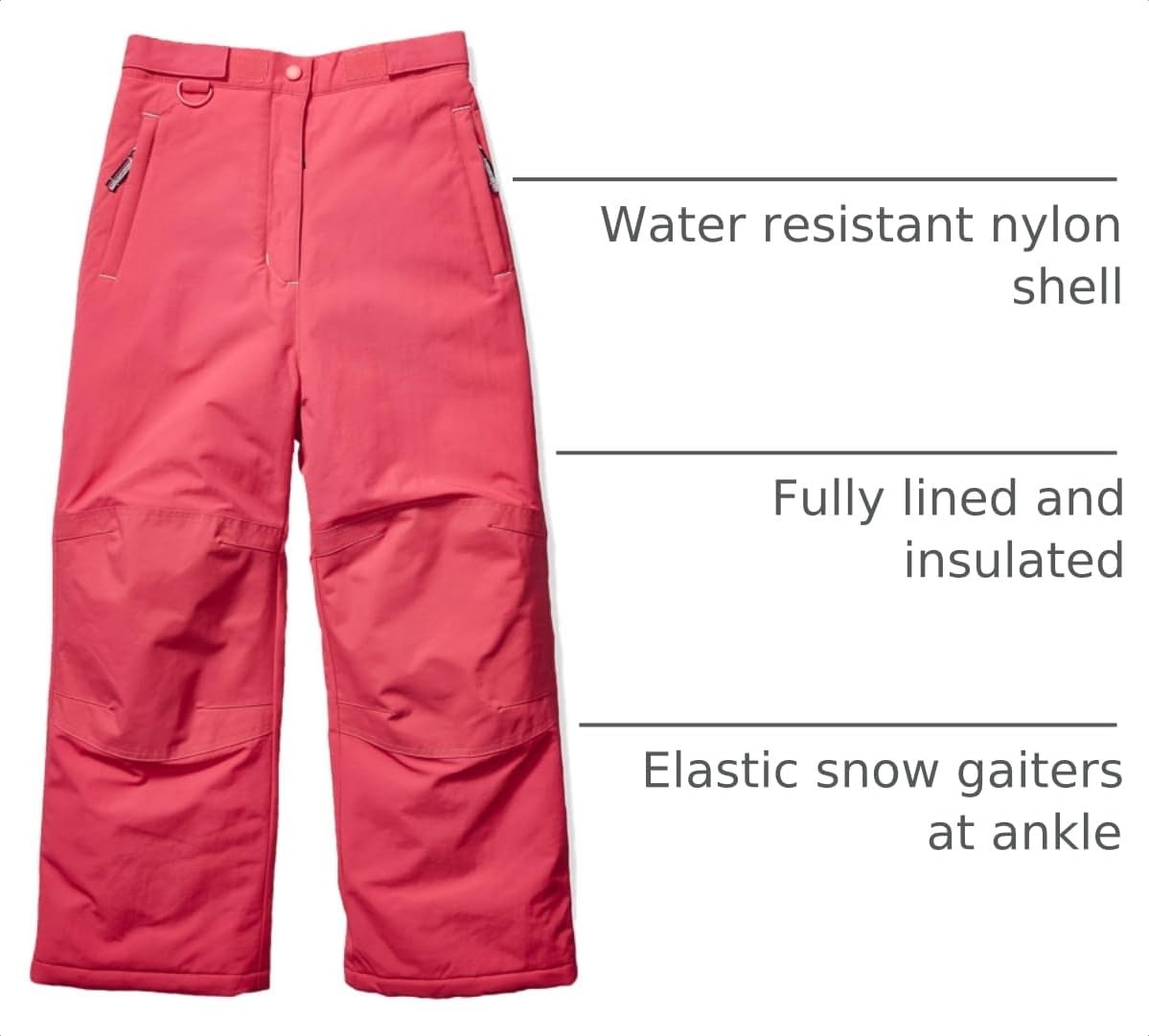 image:imageAmazon Essentials Girls WaterResistant Ski amp Snow PantsRaspberry Red