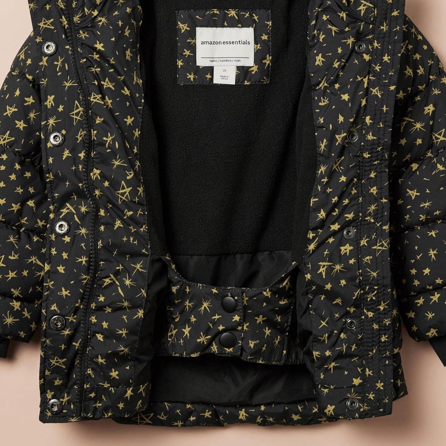 image:imageAmazon Essentials Girls and Toddlers Heavyweight Hooded Puffer Coat WaterResistantBlack Stars