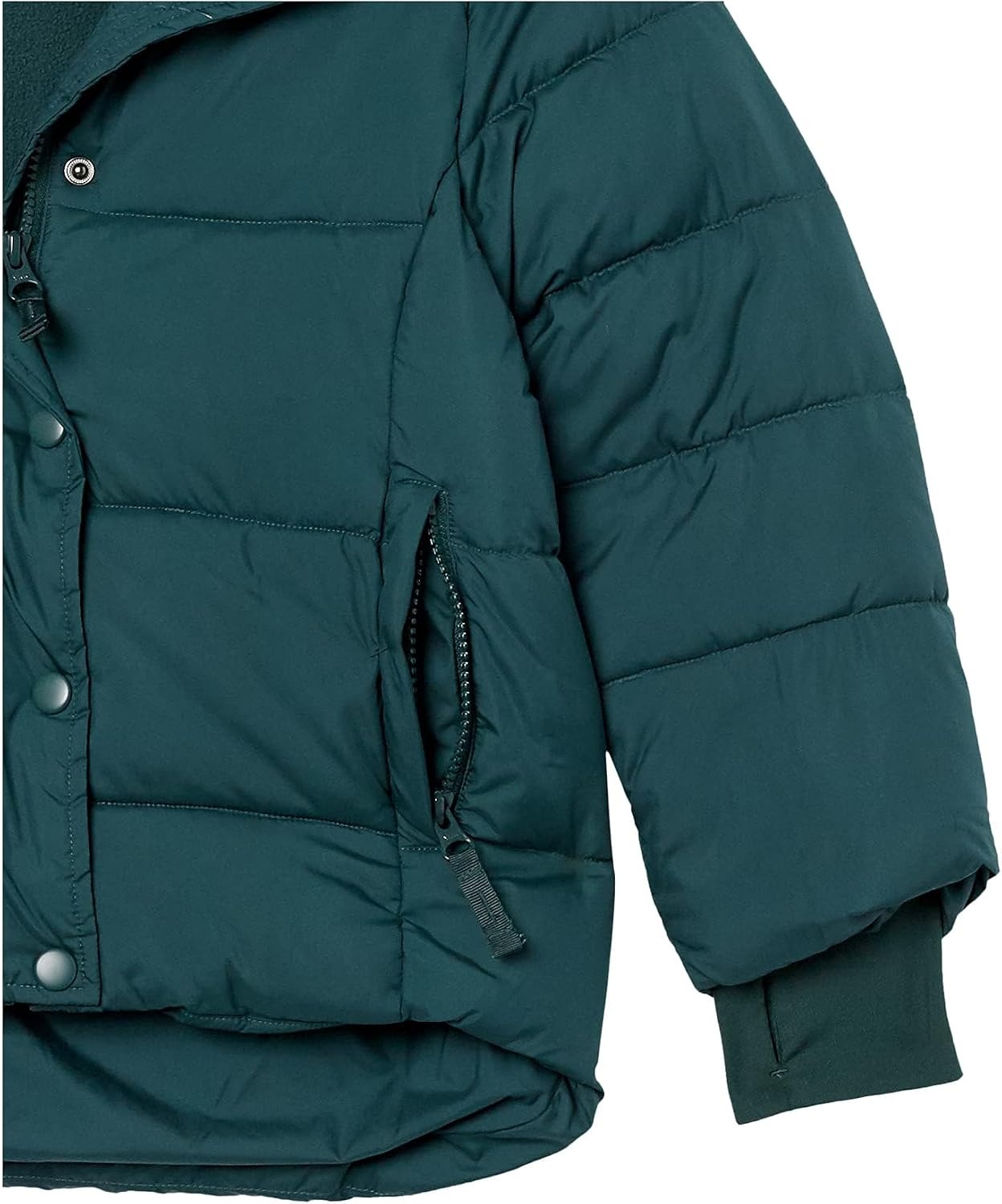 image:imageAmazon Essentials Girls and Toddlers Heavyweight Hooded Puffer Coat WaterResistantDark Green