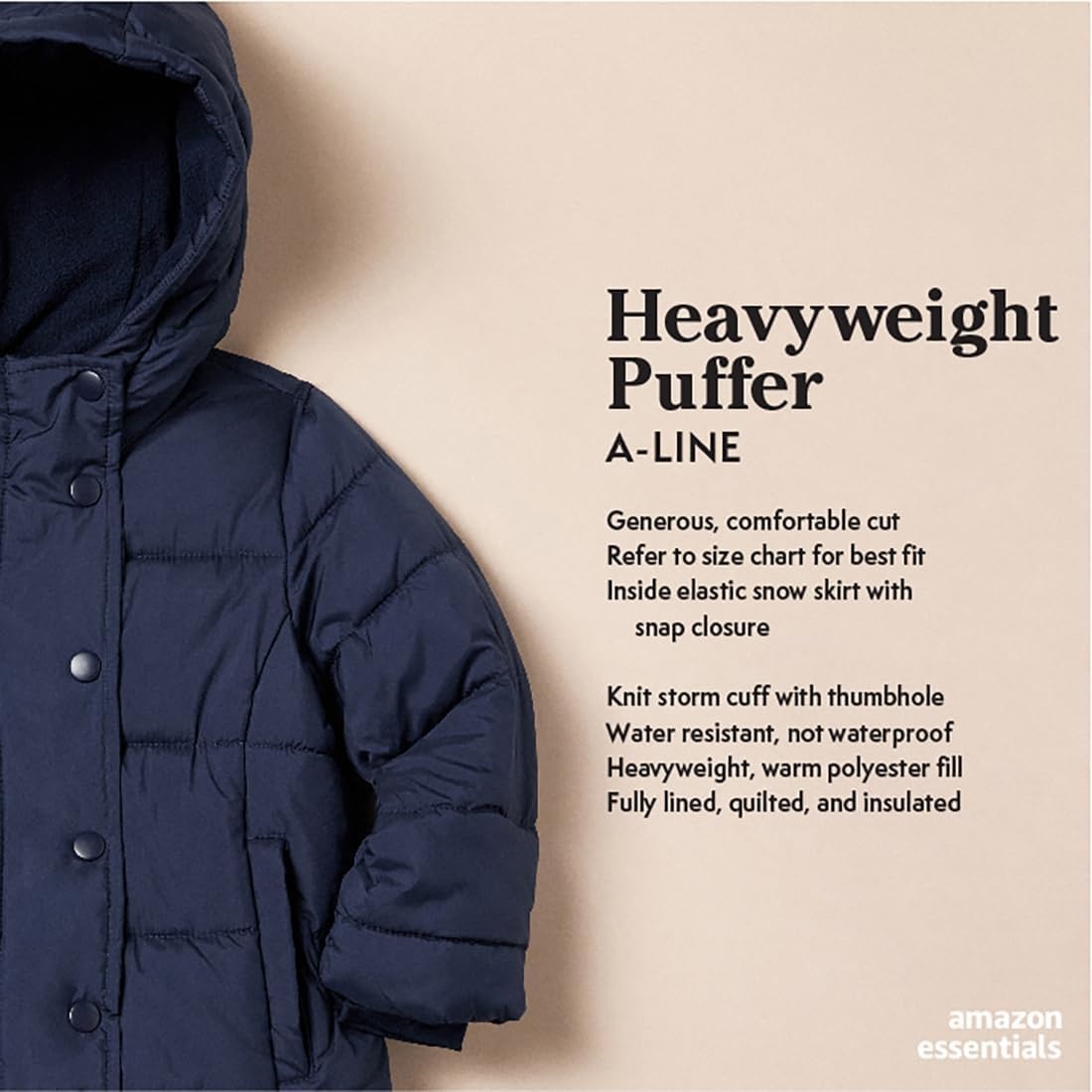 image:imageAmazon Essentials Girls and Toddlers Heavyweight Hooded Puffer Coat WaterResistantLight Mauve