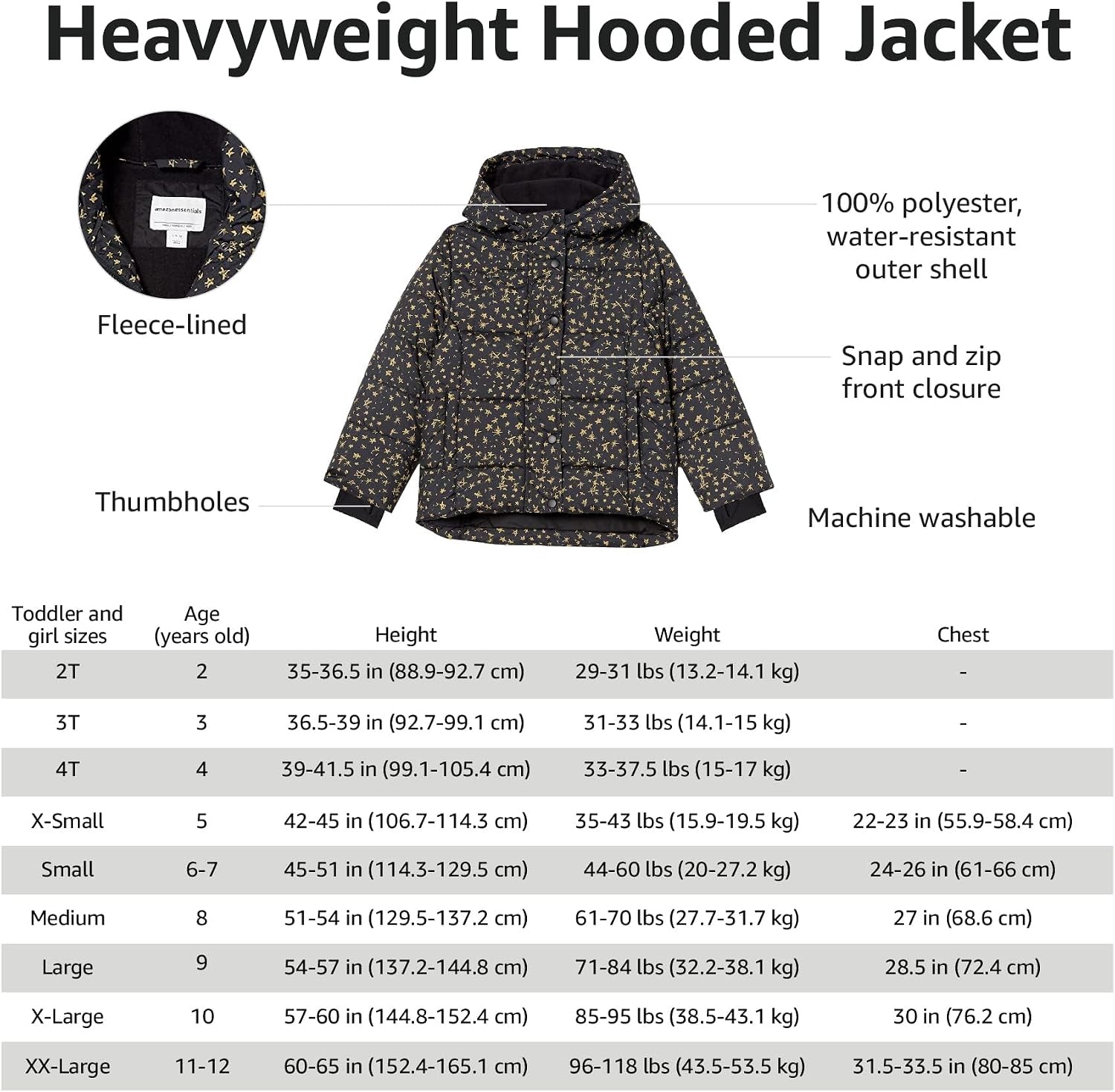 image:imageAmazon Essentials Girls and Toddlers Heavyweight Hooded Puffer Coat WaterResistantPink