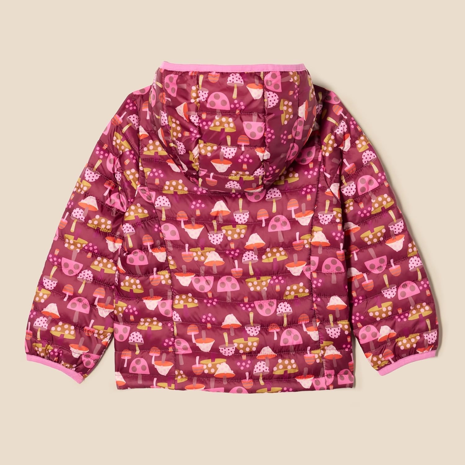 image:imageAmazon Essentials Girls and Toddlers Lightweight WaterResistant Packable Hooded Puffer JacketLight Burgundy Mushroom