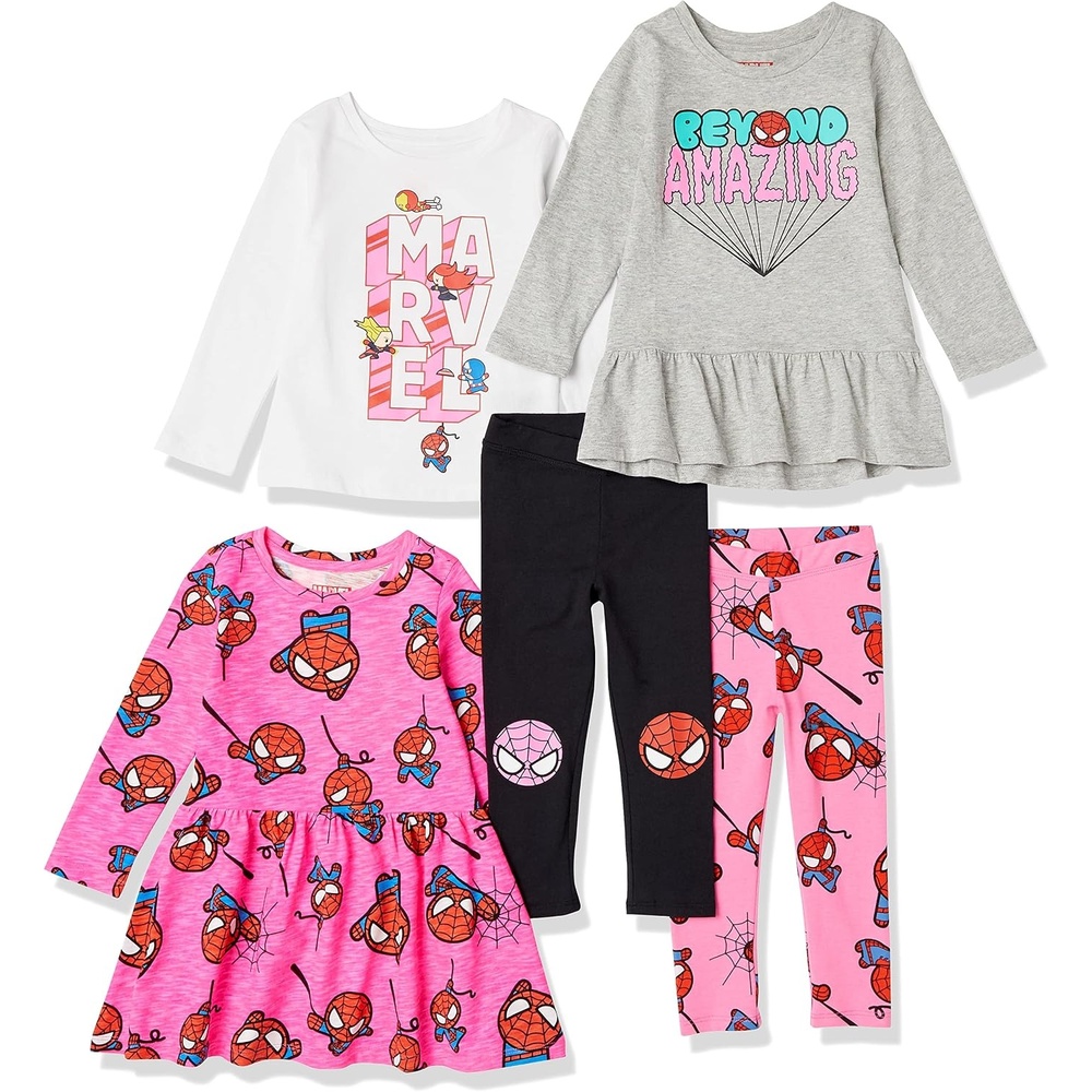 image:imageAmazon Essentials Disney Marvel Star Wars Frozen Princess Girls and Toddlers MixandMatch Cotton Set Pack of 5Marvel Spiderman