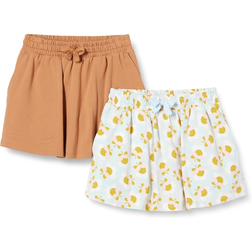 image:imageAmazon Essentials Girls Cotton Stretch Jersey Patch Pocket Skort with PocketsLight CaramelGraphic Flower