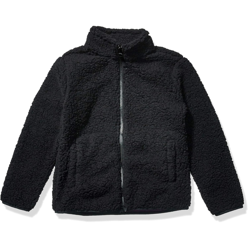 image:imageAmazon Essentials Girls Faux Sherpa Fleece FullZip Jacket LinedBlack