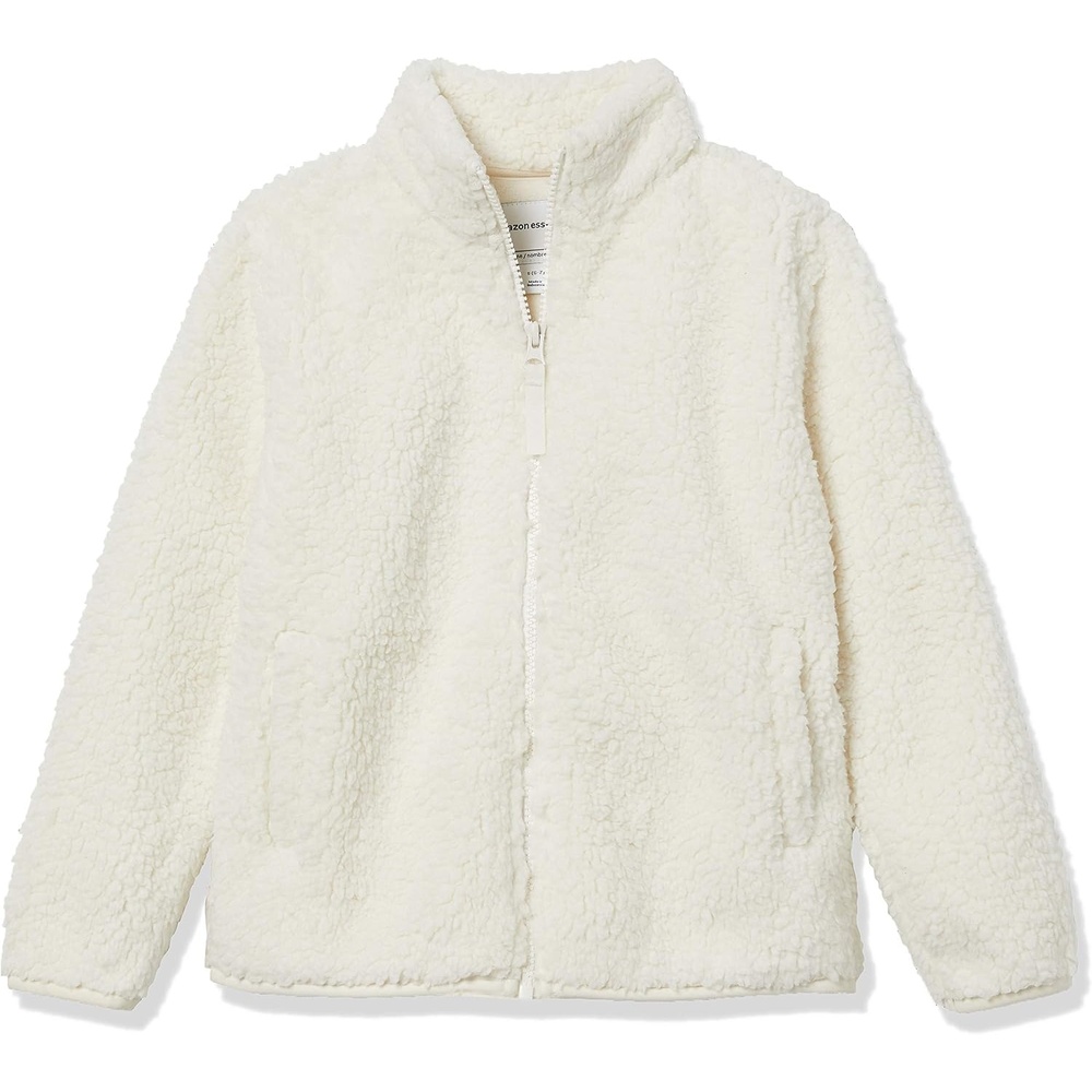 image:imageAmazon Essentials Girls Faux Sherpa Fleece FullZip Jacket LinedIvory