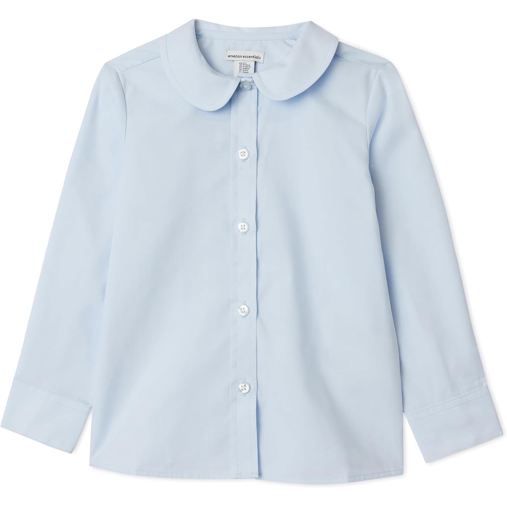 image:imageAmazon Essentials Girls Long Sleeve Poplin Peter Pan ShirtCornflower Blue