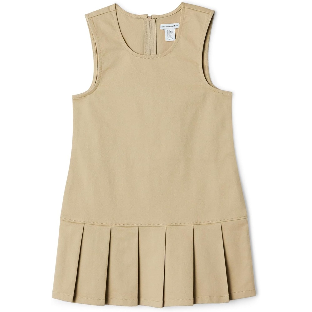 image:imageAmazon Essentials Girls Pleated Hem DressKhaki Tan