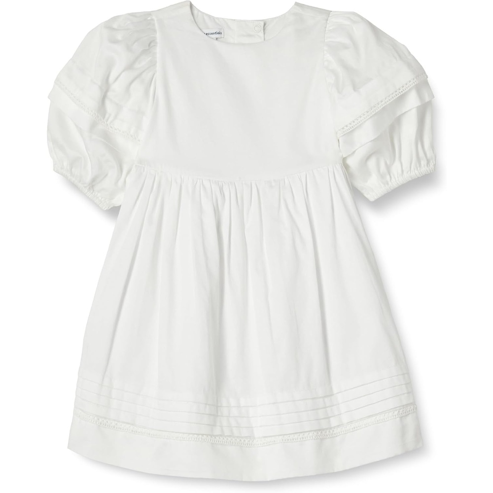 image:imageAmazon Essentials Girls and Toddlers 100 Cotton PuffSleeve Fit amp Flare DressWhite