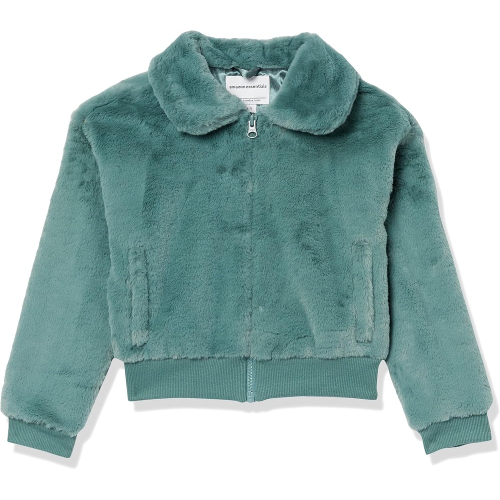 image:imageAmazon Essentials Girls and Toddlers Cropped Faux Fur Jacket OuterwearGreen