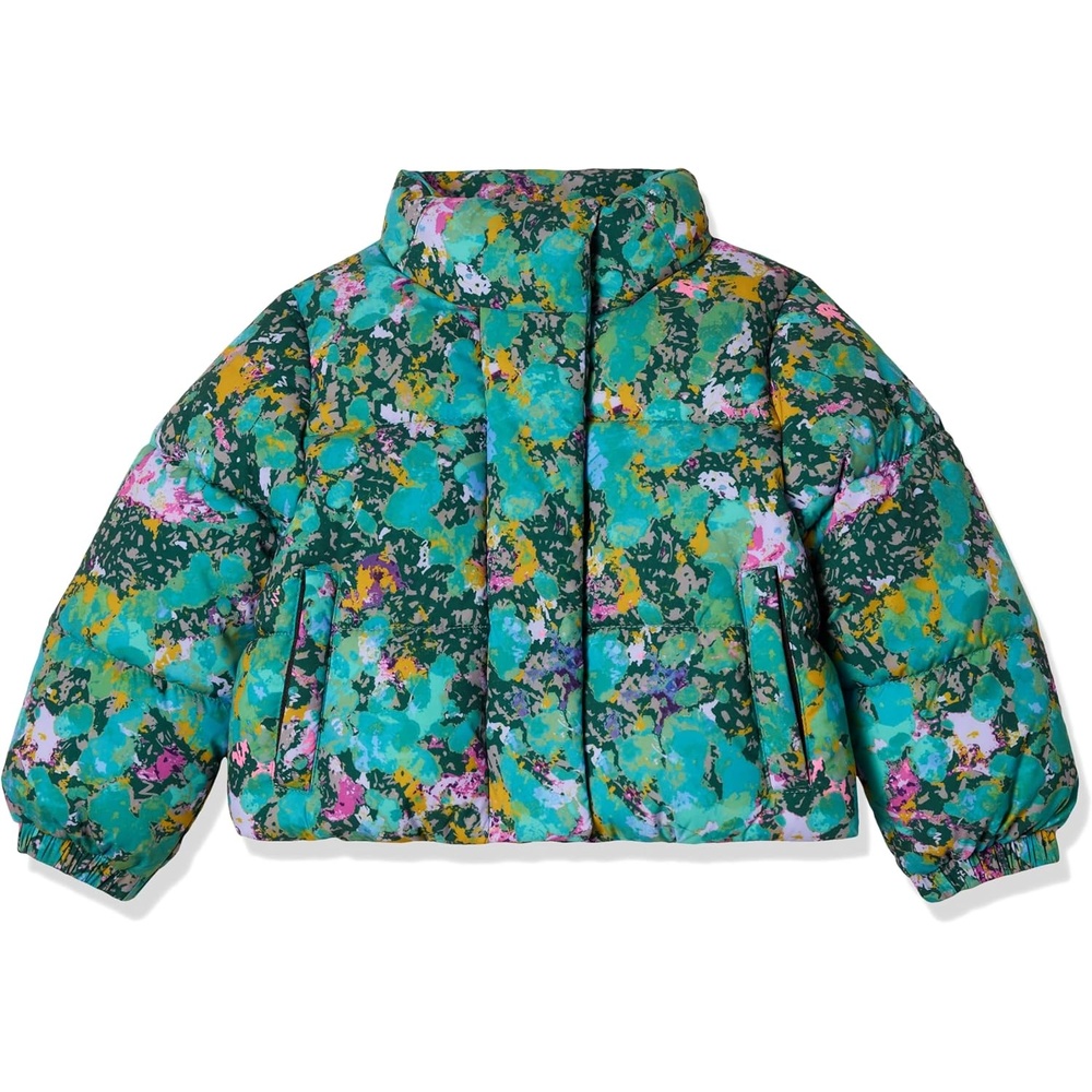 image:imageAmazon Essentials Girls and Toddlers Cropped FullZip Fully Lined Puffer Jacket Quilted Matte or Sherpa FleeceTexture Splatter