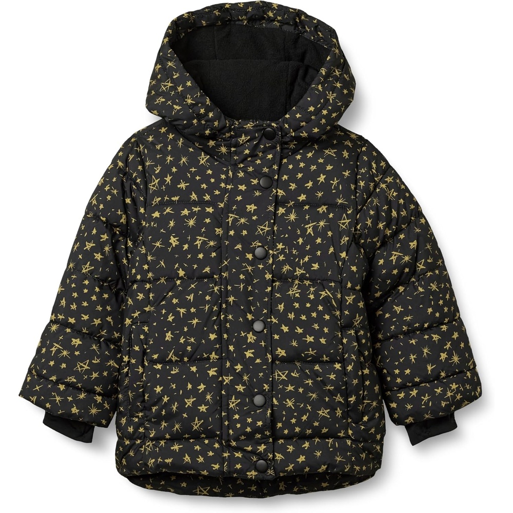 image:imageAmazon Essentials Girls and Toddlers Heavyweight Hooded Puffer Coat WaterResistantBlack Stars