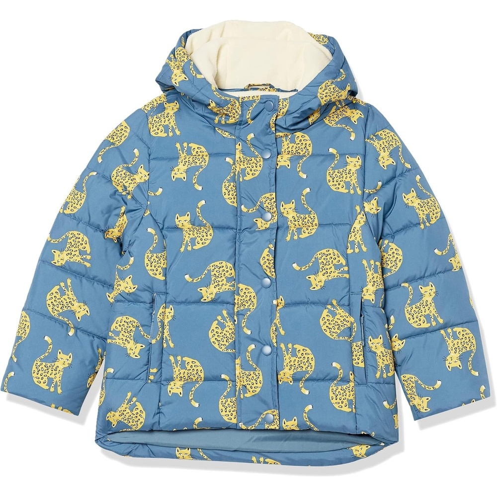 image:imageAmazon Essentials Girls and Toddlers Heavyweight Hooded Puffer Coat WaterResistantBlue Cat