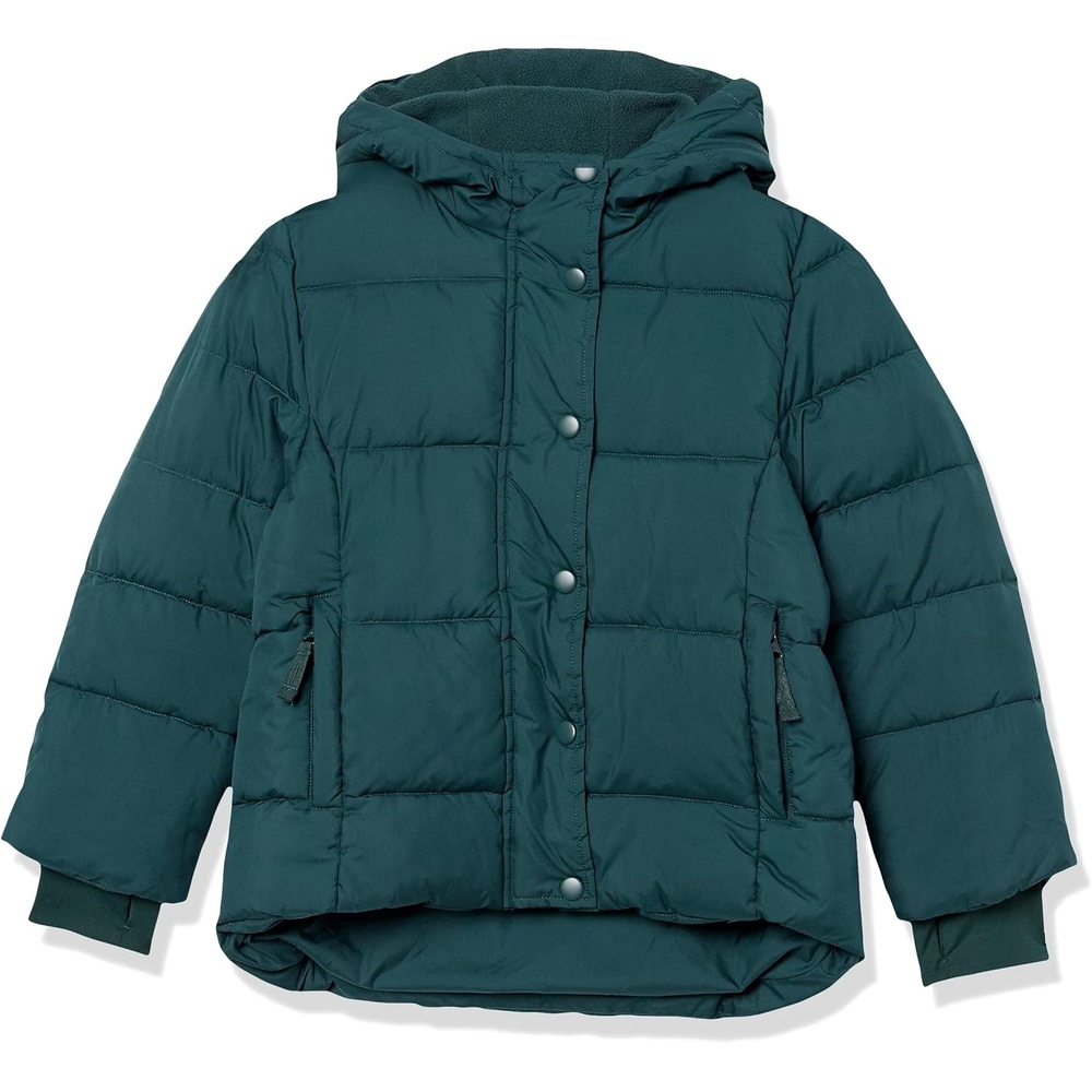 image:imageAmazon Essentials Girls and Toddlers Heavyweight Hooded Puffer Coat WaterResistantDark Green