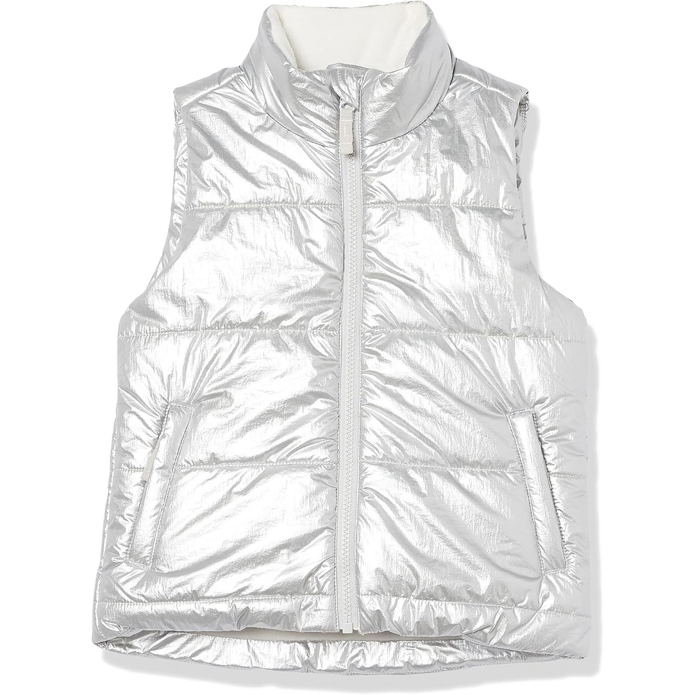 image:imageAmazon Essentials Girls and Toddlers Heavyweight Puffer VestMetallic Silver