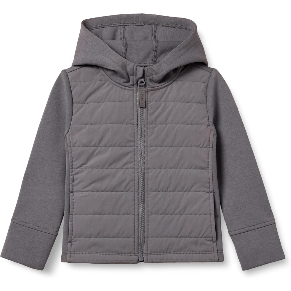 image:imageAmazon Essentials Girls and Toddlers Hooded FullZip Quilted Puffer Active Jacket with Front Pockets Long SleeveGrey