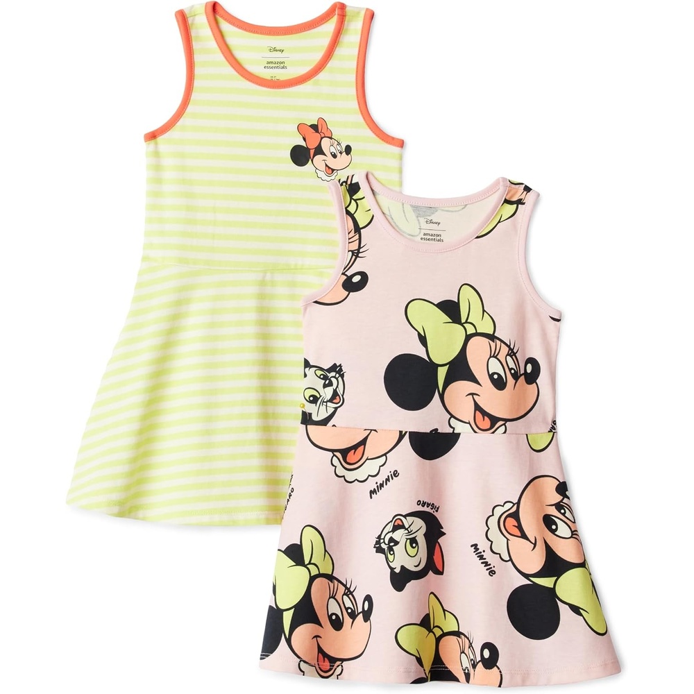 image:imageAmazon Essentials Girls and Toddlers Knit Sleeveless Fit and Flare Tank Play Dress Pack of 2Minnie Mouse