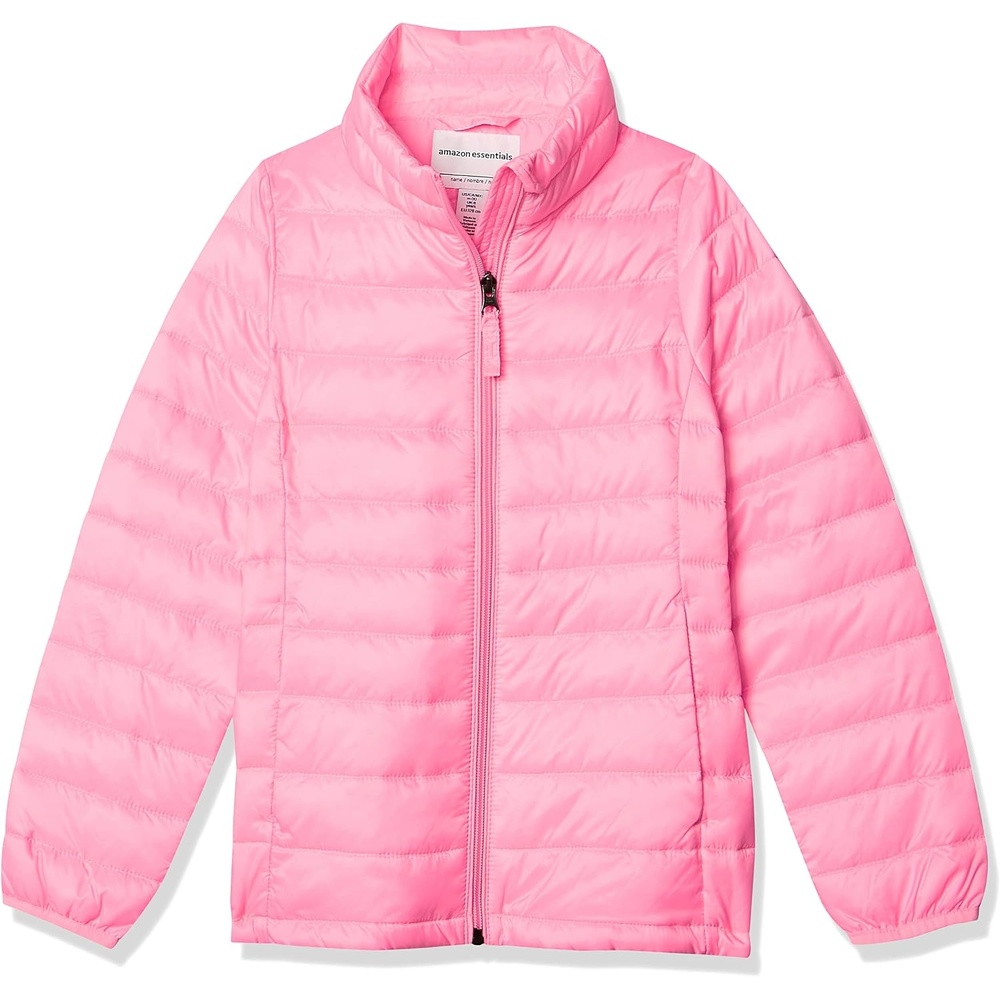 image:imageAmazon Essentials Girls and Toddlers LightWeight WaterResistant Packable Mock Puffer JacketsNeon Pink