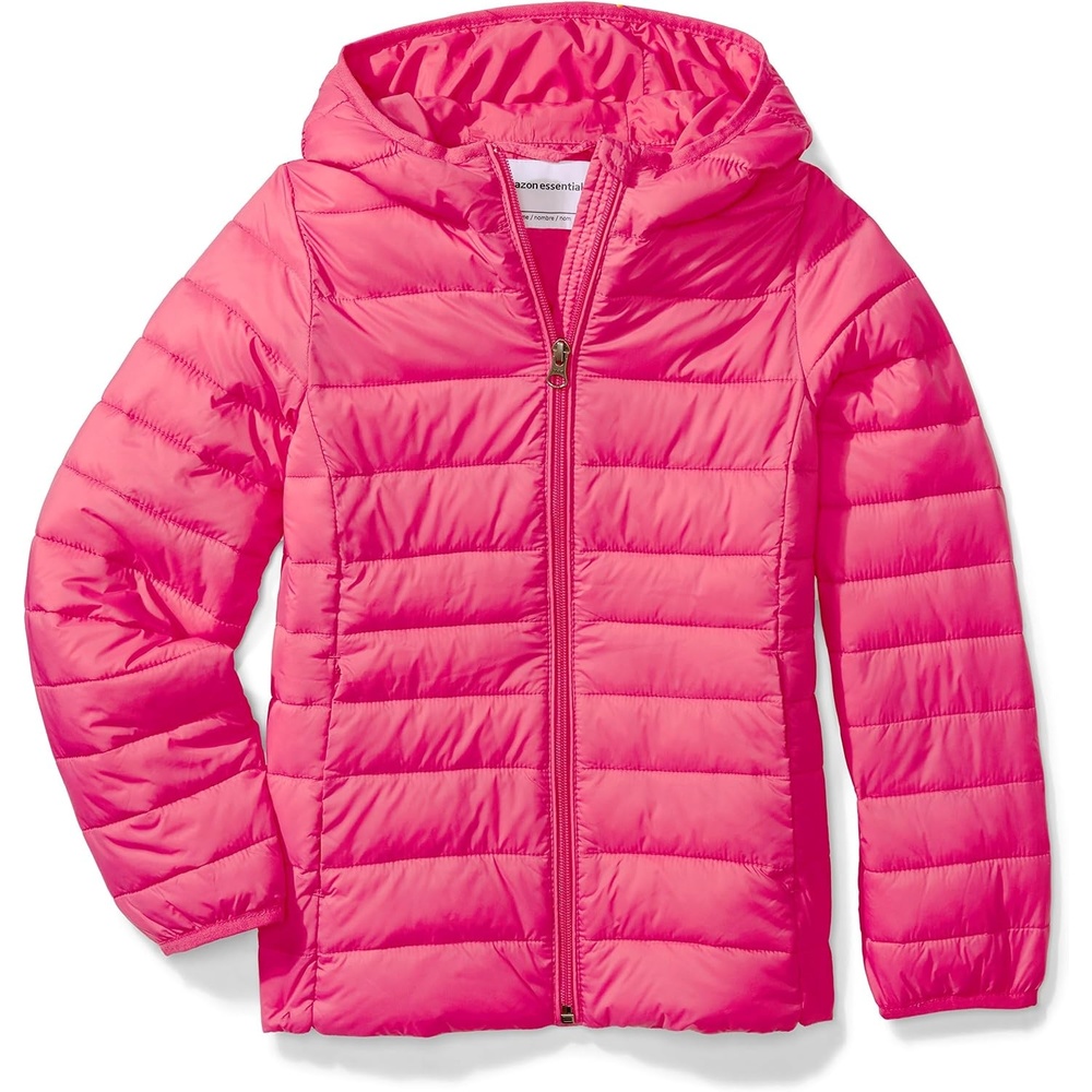 image:imageAmazon Essentials Girls and Toddlers Lightweight WaterResistant Packable Hooded Puffer JacketDark Pink