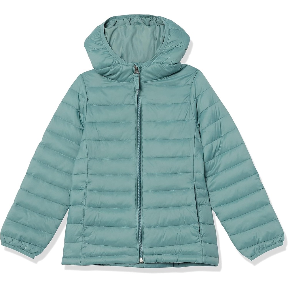image:imageAmazon Essentials Girls and Toddlers Lightweight WaterResistant Packable Hooded Puffer JacketGreen